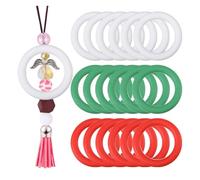 Giwnhvx Lot de 18 anneaux ronds en silicone de 65 mm avec 2 trous pour fabrication de porte-clés, bracelets, colliers, décorations de Noël
