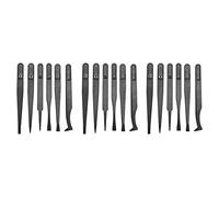 Giwnhvx Lot de 18 pinces à épiler de précision en plastique antistatique, taille 1/2/3/5/6/8 de chaque 3 (noir)