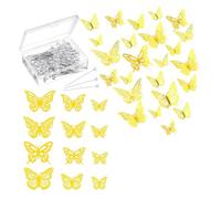 Giwnhvx Lot de 198 épingles à épinglettes pour bouquets de fleurs et autocollants papillons dorés en 3D - Épinglettes en diamant - Accessoires floraux