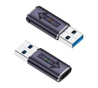 Giwnhvx Lot de 2 adaptateurs QC vers USB C PD USB 3.1 mâle vers type C femelle connecteur de charge rapide gris pour alimentation USB QC vers USB C PD fonction