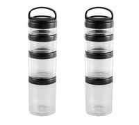 Giwnhvx Lot de 2 boîtes à collations empilables pour enfants et adultes, 4 tasses à collations empilables pour l'école et le voyage noir transparent