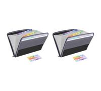 Giwnhvx Lot de 2 boîtes de rangement à 13 poches avec fermeture éclair pour documents A4, billets de banque A