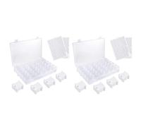 Giwnhvx Lot de 2 boîtes de rangement en plastique à 36 compartiments pour fil à broder, 100 bobines de fil et 4 autocollants numérotés pour le rangement de la couture