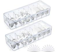 Giwnhvx Lot de 2 boîtes de rangement pour câbles avec attaches de fil, boîte de rangement transparente avec couvercle, organiseur pour la maison, le bureau, facile à utiliser