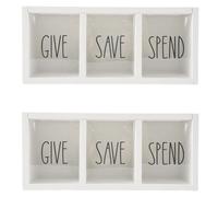 Giwnhvx Lot de 2 boîtes de tirelire en bois pour enfants, tirelire de comptoir pour espèces quotidiennes, banque blanche pour enfants avec montage mural