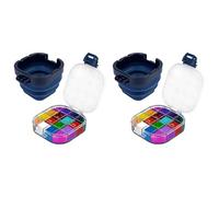 Giwnhvx Lot de 2 boîtes pour palettes hermétiques pour stocker la boîte de 16 puits avec couvercle, avec bac à pinceaux, pour la
