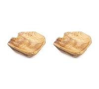 Giwnhvx Lot de 2 bols de service pour salade de fruits en bois, bols pour racines, sculptés à la main, salade, bol à bonbons en bois véritable, 20-24 cm