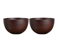 Giwnhvx Lot de 2 bols en bois de style japonais pour salade, nouilles, fruits et céréales, rouge et marron