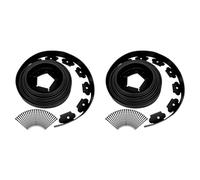 Giwnhvx Lot de 2 bordures paysagères, bordure de jardin de 5 m avec 15 piquets, bordure d'aménagement paysager en caoutchouc pour bordures de cour, noir