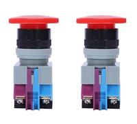 Giwnhvx Lot de 2 boutons poussoirs d'urgence en forme de champignon rouge AC 600 V 10 A 22 mm sans Nc