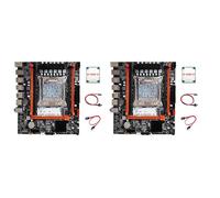 Giwnhvx Lot de 2 cartes mères X99H + processeur E5 2666 V3 + câble de commutation + kit de câble LGA2011-V3 DDR3X4 RAM Slot M.2 NVME PCI-E 3.0 X16 SATA3.0
