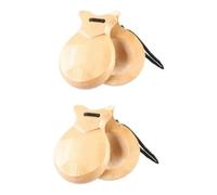 Giwnhvx Lot de 2 castagnettes espagnoles avec ficelle d'environ 8,8 x 6,5 x 3 cm - En bois traditionnel - Couleur bois