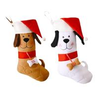 Giwnhvx Lot de 2 chaussettes de Noël en forme de visage de chien à suspendre pour animal domestique, décoration de Noël, cheminée, cadeau pour chien et chat