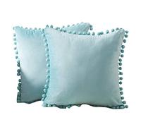 Giwnhvx Lot de 2 coussins en velours avec pompons taies d'oreiller, coussin de tir, pour canapé, vert