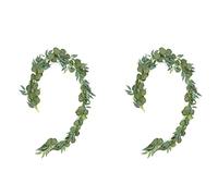 Giwnhvx Lot de 2 feuilles rondes artificielles en rotin - Feuilles d'eucalyptus - Décoration de mariage - C