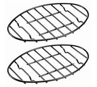 Giwnhvx Lot de 2 Grilles de Cuisson Ovales - Grille de Refroidissement Noire de 30,5 cm avec Pieds Intégrés, Antiadhésives - pour Rôtissoire, Idéales pour Arroser