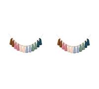 Giwnhvx Lot de 2 guirlandes bohème à pompons avec perles en bois arc-en-ciel pour salle de classe, chambre d'enfant, dortoir A