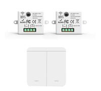 Giwnhvx Lot de 2 interrupteurs muraux sans fil 433 MHz avec 1 panneau 2 interrupteurs LED pour lampe LED