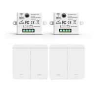 Giwnhvx Lot de 2 interrupteurs muraux sans fil 433 MHz avec 2 interrupteurs à 2 interrupteurs LED pour lampe LED