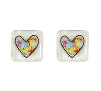 Giwnhvx Lot de 2 jetons de poche en verre en forme de cœur - Cadeau souvenir en forme de cœur - Jeton de poche multicolore