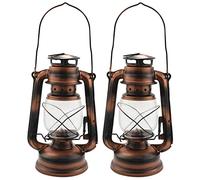 Giwnhvx Lot de 2 lanternes à huile en fer bronze antique (couverture) - 25 cm - Lampe de camping portable - Étanche - Étanche - Lumière de camping