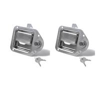 Giwnhvx Lot de 2 loquets de poignée de boîte à outils pour remorque avec serrure - 11,4 cm x 8,9 cm - Avec 2 clés et 4 rivets