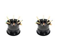 Giwnhvx Lot de 2 mini casseroles pour fondue en acier inoxydable, fondue au chocolat au fromage, 12 fourchettes de plongée et casseroles amovibles, fondue sauce de bonbons
