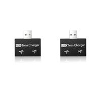 Giwnhvx Lot de 2 mini concentrateurs USB portables vers 2 ports USB pour téléphone et ordinateur Noir