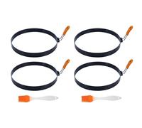Giwnhvx Lot de 2 moules ronds en acier inoxydable avec poignée isolée en silicone et brosse à huile 20,3 cm