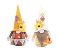 Giwnhvx Lot de 2 nains d'automne en peluche avec chapeau de tournesol en feuille d'érable fait à la main, cadeau de Thanksgiving, facile à installer, facile à utiliser