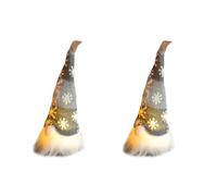 Giwnhvx Lot de 2 nains de Noël avec lumières - Rudolph - Ornements lumineux pour la maison, le Nouvel An - Gris