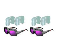 Giwnhvx Lot de 2 paires de lunettes de soudage auto-obscurcissantes anti-rayures pour coupe plasma avec 20 verres