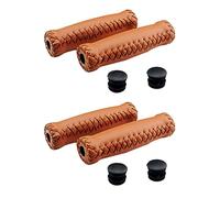 Giwnhvx Lot de 2 paires de poignées de guidon de vélo vintage en cuir Marron