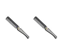 Giwnhvx Lot de 2 peignes de poche pliables pour homme avec poignée en métal Noir