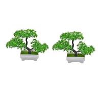 Giwnhvx Lot de 2 petits pots de fleurs artificielles en plastique pour la maison, la chambre, la table, faciles à installer, faciles à utiliser, vert