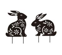 Giwnhvx Lot de 2 piquets de jardin en forme de lapin en métal pour décoration de jardin, statues, pelouse