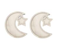 Giwnhvx Lot de 2 plateaux en bois Ramadan Luna en bois Eid Mubarak pour le petit déjeuner,A
