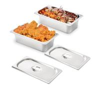 Giwnhvx Lot de 2 poêles de table vapeur avec couvercles, 1/3, 10,2 cm de profondeur, en acier inoxydable, anti-confiture, poêles de restaurant pour cuisine