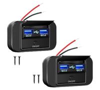 Giwnhvx Lot de 2 prises USB 12 V 36 W double QC3.0 pour chargeur de voiture avec capuchon
