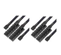 Giwnhvx Lot de 2 répartiteurs de ventilateur PWM, 4 broches avec gaine noire 5 voies pour PC CPU Boîtier de refroidissement Câble adaptateur 40 cm