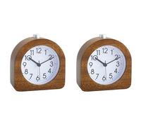 Giwnhvx Lot de 2 réveils rétro en bois sans tic-tac avec cadran lumineux - Horloge de table silencieuse avec fonction snooze A