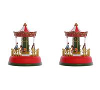 Giwnhvx Lot de 2 roues de carrousel musicales lumineuses pour le réveillon de Noël, décorations de Noël, cadeaux pour la maison