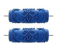 Giwnhvx Lot de 2 rouleaux de peinture avec motifs décoratifs pour machine Motif fleurs Bleu 15 cm
