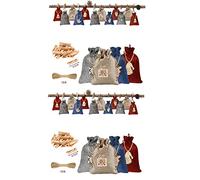 Giwnhvx Lot de 2 sacs de calendrier de l'Avent de Noël avec cordon de serrage 24 jours avec pendentif de Noël en bois
