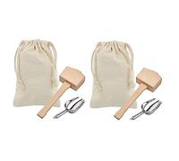 Giwnhvx Lot de 2 sacs de glace et de glace en bois et sac en coton pour glace hachée, kit de barman et accessoires de cuisine pour ustensiles de bar