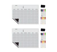 Giwnhvx Lot de 2 tableaux blancs magnétiques effaçables à sec - Format A3 - Planificateur hebdomadaire pour réfrigérateur, cuisine, maison