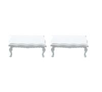 Giwnhvx Lot de 2 tables basses miniatures en bois à bords ondulés Blanc 1/12