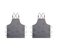 Giwnhvx Lot de 2 tabliers de cuisine avec bretelles réglables et grandes poches pour barbecue et grill (gris)