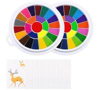 Giwnhvx Lot de 2 tampons encreurs de 25 couleurs avec 30 pages de peinture, tampon lavable, sans doigts
