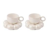 Giwnhvx Lot de 2 tasses à café et soucoupes en céramique avec soucoupe tournesol Blanc 200 ml